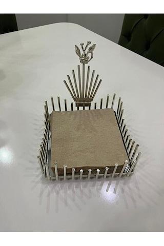Premium Metal Peçetelik- Modern Lüks Masa Üstü Sunum Aksesuarı Gri