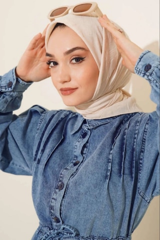 Melodi Scarf Kadın Tesettür Pratik Bambu Kraş Eşarp Açık Bej Açık Bej