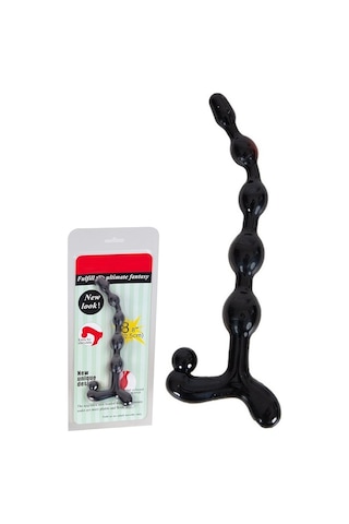 Erofoni 23 CM Siyah Sıralı Anal ve Vajinal Zevk Topu Anal Plug Açıcı