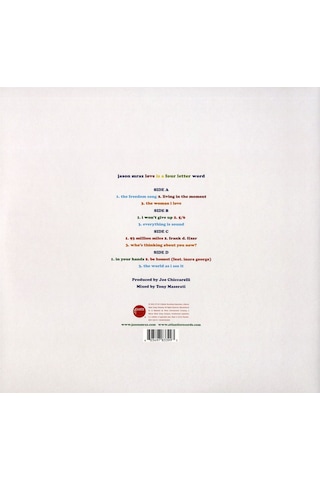 Jason Mraz - Love Is A Four Letter Word Limited Edition - Clear Vinyl 2 X Plak