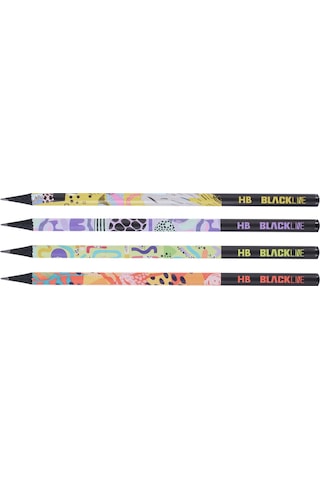 Blackline Karışık Kurşun Kalem 12'li Set,uzay Desenli,neon,mozaik Desenli Konsept Kurşun Kalemler Çok Renkli