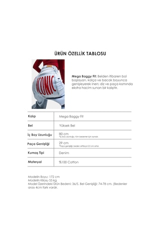 Itsbasic Kadın Ice Renk 4s6-3 Mega Baggy Fit Paça Ve Cep Detaylı Özel Tasarım Denim Jean Buz Mavi