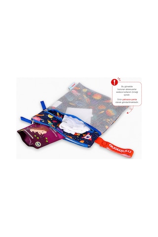 Minimono 2'li Islak & Kuru Çanta Seti Sıvı Geçirmez Pu İç Yüzey Büyük + Küçük Boy 2'li Set Uzay