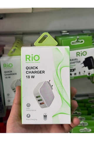Rio Tech 18w 3 Çoklu Usb Girişli Şarj Adaptörü Bütün Usb Girişleri İle Uyumlu