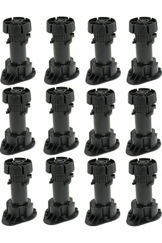 Novahub 12 Ayarlanabilir Dolap Ayakları Seti - 120-150mm Yükseklik, Plastik, Dayanıklı, Mobilya Ayağı Klipsli -