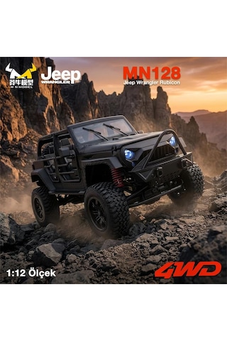 Mn Model Mn128 1/12 Jeep Wrangler Rubicon 4wd Rc Model Crawler Offroad Truck Uzaktan Kumandalı Araba Rtr Siyah+dahili Işık Seti Mn-128 7600000036349