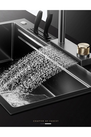 Nefa Yapı Yeni Teknolojik Yağmurlama,kesme Tahtası,bıçaklık,2 Tepsi Ankastre Evye Seti Antrasit Diğer