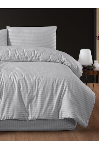 Mystory Home Lastikli Çarşaflı Çift Kişilik Nevresim Takımı Saten Gri