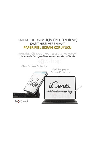 Novstrap Apple Uyumlu iPad  Air 13 İnç 6. Nesil M2 2024 İle Paper Like Ekran Koruyucu Kağıt Hissi Mat