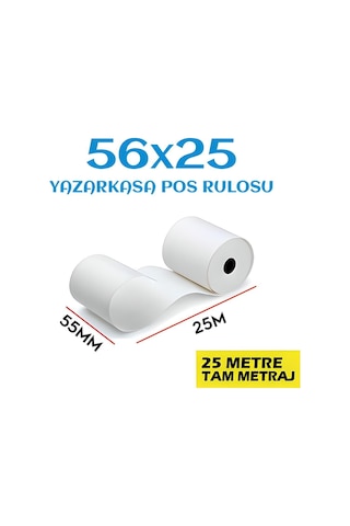 56x25 Termal Pos Rulosu 1 Paket-10'lu