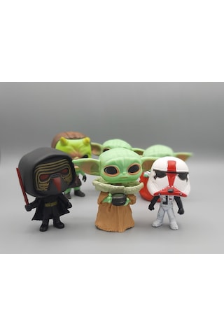 Mandalorian Grogu Baby Yoda İncinerator Stormtrooper Gamorrean Fighter Kylo Ren 6'lı Figür Oyuncak