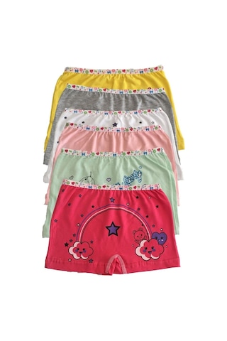 Tutku İç Giyim Kız Çocuk Renkli Likralı Pamuk Boxer Külot 6'lı Paket