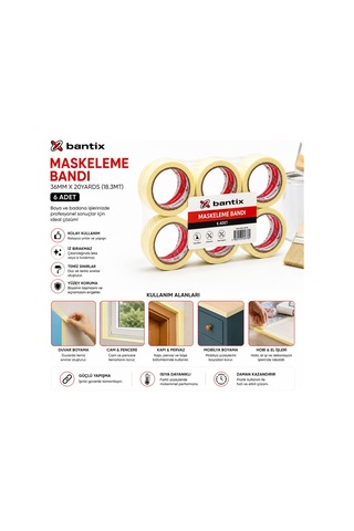 Bantix Maskeleme Bant 36mm X 20yards 18.3mt Bandı - 6'li Paket