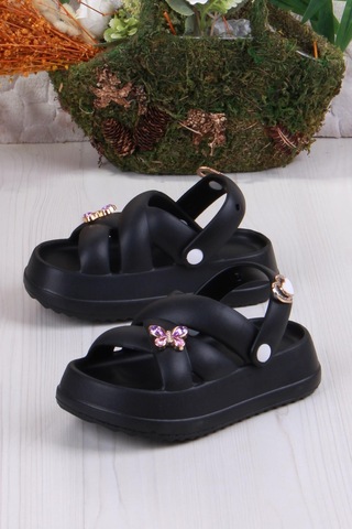 Fort Clx 6980 Plaj Deniz Havuz Terliği Hafif Rahat Esnek Kız Çocuk Terlik Siyah