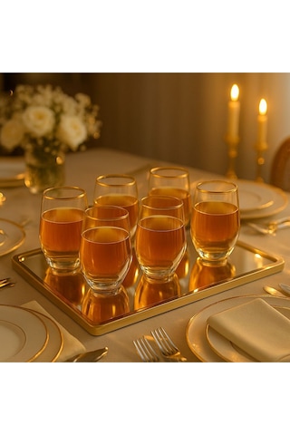 Kristal Su Bardak Altın Yaldızlı 360 Ml 6 Adet Altın