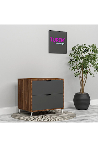 Derya Black Cordoba Komodin Mdf Beyaz