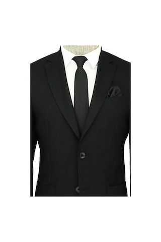 Wessi Kendinden Desenli Slim Fit Sivri Yaka Siyah Erkek Ceket 001