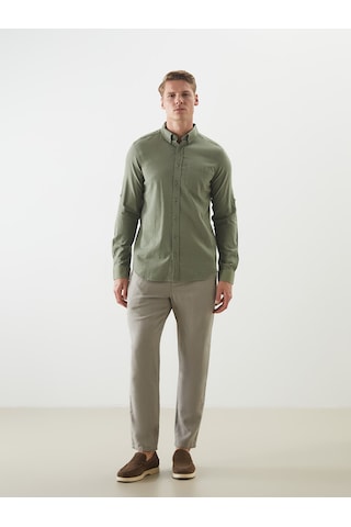 Lcwaıkıkı Classic Yeşil Regular Fit Keten Karışımlı Erkek Chino Pantolon