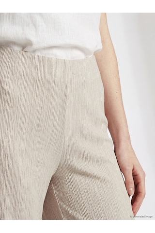 Lcw Comfort Bej Beli Lastikli Dokulu Kadın Pantolon