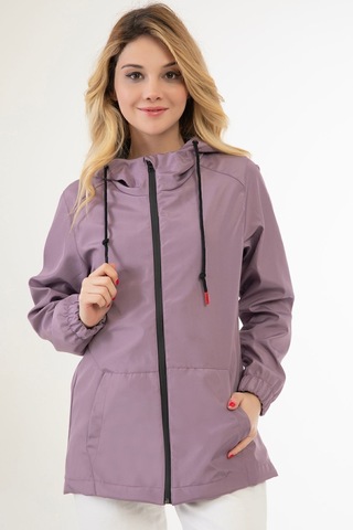 Riverstorm Kadın Mürdüm Kapüşonlu Su Geçirmez Ve Rüzgara Dayanıklı İçi Astarlı Cepli Yağmurluk - Rüzgarlık Mürdüm