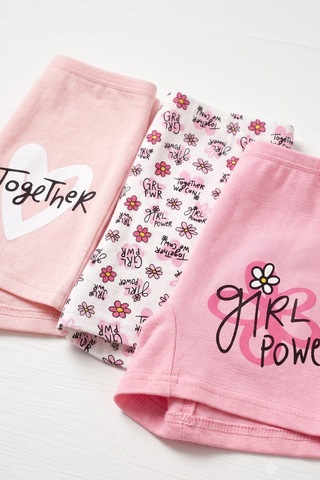 Öts Kız Çocuk 3 Lü Pamuklu Boxer Baskılı Ekstra Konforlu Kalıp 8711-3 Renkli