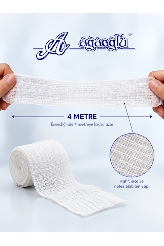 5 Adet Elastik Sargı Bezi 10cm X 4m Gerildiğinde Tek Tek Paketli, Vücuda Uyumlu Esnek Medikal Gazlı Bez