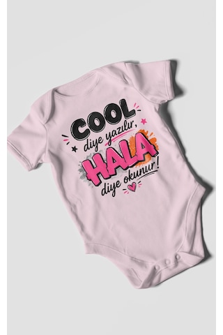Morivokids Cool Diye Yazılır Hala Diye Okunur Kısa Kollu Bebek Body %100 Pamuk Bebe Pembe