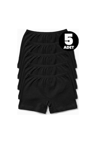 Öts Kız Çocuk 5 Li Pamuklu Boxer Günlük Rahat Kesim 8210-5 Siyah