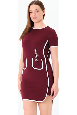 Sortie Collection Biyeli Elbise Bordo