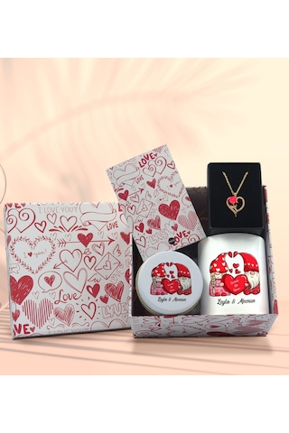 BK Gift Sevgiliye Özel Kutuda Hediye Seti, Kupa Bardak, Sevgili Hediyesi, Aşk Kolyesi, Kokulu Mum,Yıl Dönümü Hediyesi-2