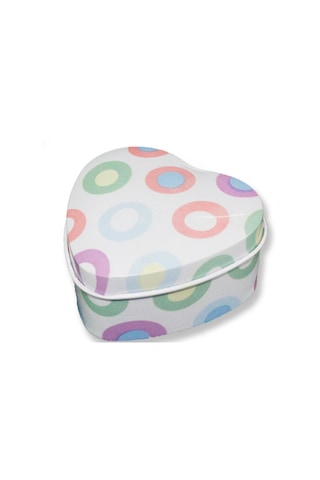 Mutluadim 12 Adet Yuvarlak Desenli Kalp Metal Kutu-Lila