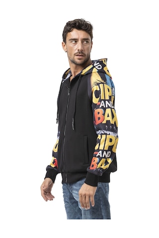 Cipo & Baxx Cl589 Erkek Hoodie Sweatshirt Modern Baskılı, Kapüşonlu, Rahat Kesim Mevsimlik Sweatshirt Siyah