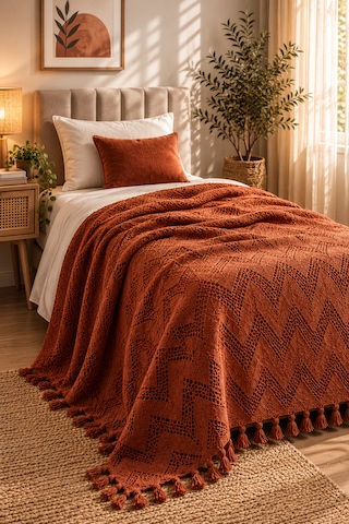 Kapreo Home Oceanwave Çok Amaçlı Örtü 170 X 200 Kiremit