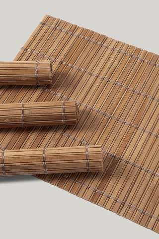 Natura 4 Adet Bambu Amerikan Servis Seti Doğal Görünümlü Sofra Sunum Altlığı Beyaz