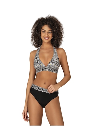 Endeep Kadın Desenli Boyundan Bağlamalı Bikini Takımı-siyah