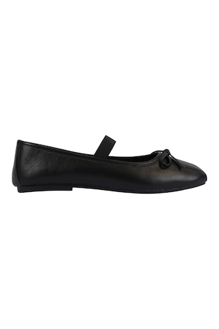 Napa Shoes Kadın Lastik Bantlı Fiyonklu Kare Burun Babet Ayakkabı Napa-aes19210 Siyah