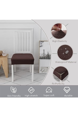 Lemestar 6 Adet Kahverengi Su Geçirmez Sandalye Koltuk Örtüsü - Esnek, Kaymazsız, Dayanıklı, Ev Ve Restoran İçin Kahverengi