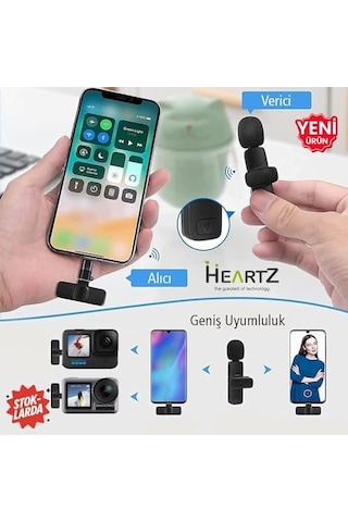Type C Çıkışlı Xiaomi Apple Uyumlu iPhone Uyumlu Wireless Microphone Kablosuz Yaka Mikrofonu Video Youtube Tikto