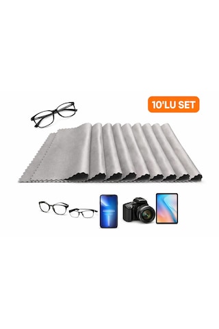 Gri Gözlük Temizleme Bezi, Gri, Mikrofiber, 10'lu Set, Telefon Kamera Tablet Ekran Temizliği İçin Gri Gözlük Temizleme Bezi, Gri, Mikrofiber, 10'lu Set, Telefon Kamera Tablet Ekran Temizliği İçin