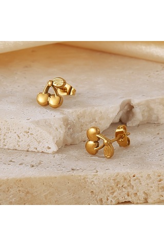 Sones Opk Ge943 1 Çift Paslanmaz Çelik Basit Narin Kiraz Küpe Altın