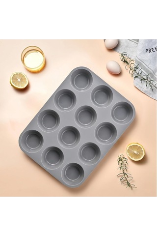 12'li Silikon Muffin Kalıbı, Esnek Yapışmaz Cupcake Kek Kalıbı, Kolay Çıkarma Ve Temizlik, Fırın Uyumlu, Çok Çok Renkli