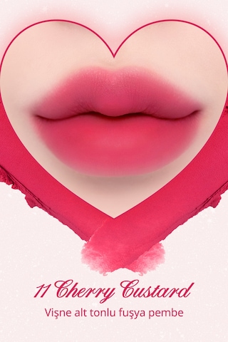 Dasique Kalp Tasarımlı Yoğun Pigmentli Köpük Yapılı Kadife Bitiş Sunan Ruj Souffle Color Pot 11 Cherry Custard 11 Cherry Custard