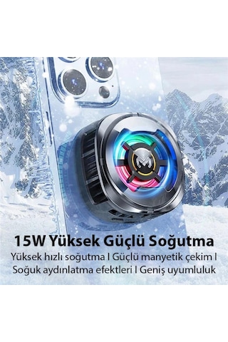Coofbe Göstergeli Rgb Işıklı15w Magsfe Uyumlu Kablolu Soğutma Levhalı Ultra Telefon Soğutucu Radyatör 3 Modlu