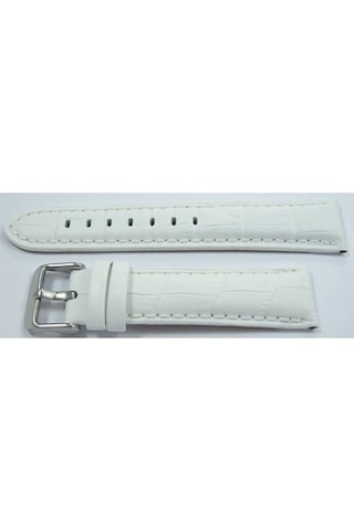 Bizon Deri Saat Kayışı 20Mm Beyaz Saat Kordonu Kroko Spor Kolçak