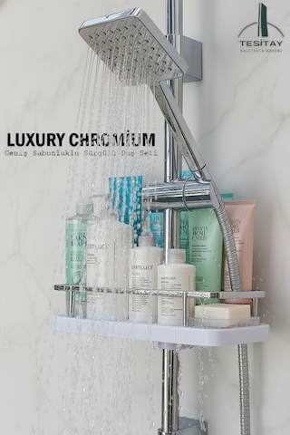 Banyo Bataryası Ve Geniş Şampuanlıklı Sürgülü Duş Seti Krom