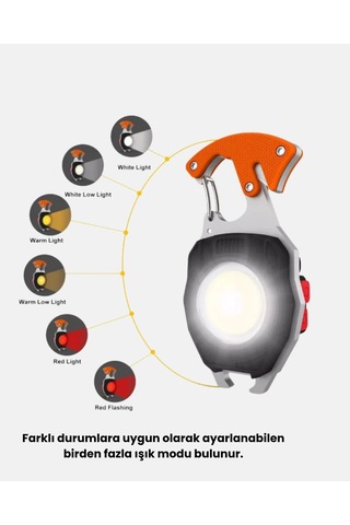 Zhltools Çok Fonksiyonlu Anahtarlık Fener Güçlü Led Işıklı, Şarjlı, Düdüklü Ve Tornavidalı Mini El Feneri