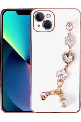 Apple Uyumlu iPhone 13 El Tutamaçlı Kamera Korumalı Zore Taka Silikon Kılıf beyaz Beyaz