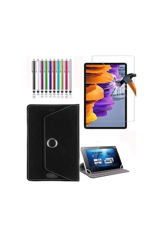 Xiaomi Redmi Pad Se 8.7 İnç Uyumlu Universal Dönerli Standlı Kılıf + Ekran Koruyucu + Kalem Kapaklı Kılıf