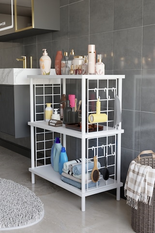 3 Raflı Çevir Tak Beyaz Telli Metal Gövdeli Çok Amaçlı Banyo Rafı Ve Organizer Raf Banyo Dolabı Beyaz