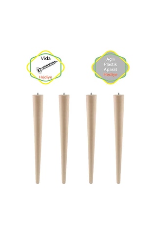 4 Adet Lüks 70 Cm Ahşap Ham Masa Ayağı Çap: 5.5 Cm Hobi Dıy